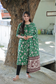 Block printed kalamkari cotton Maternity 2 pc chudidhar set [ Top with double side zip, and dupatta - Dark Green Flower