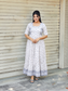 Premium  Muslin- Feeding/ Maternity Maxi/Gown - Cotton lining  / Double side zip  -White with blue flower
