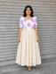 Cotton / Raw silk Maternity Maxi/Gown in center zip - Festival Collection- Full cotton lining - white with pink flower