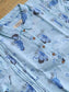 Muslin Collar A line Dress (Relaxed Fit)  – Blue |Front 4 Button Openable  Maternity & Feeding/Casual wear Dress
