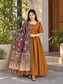 Butter silk 2 pc set -Maternity Maxi/Gown - Festival Collection -Full cotton lining-Center zip with dupatta- Honey