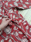 Block printed kalamkari cotton Maternity 2 pc chudidhar set [ Top with double side zip, and dupatta - Red flower