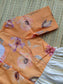 Raw silk Maternity Maxi/Gown in center zip - Festival Collection- Full cotton lining - Half white with orange flower