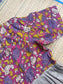 Cotton / Raw silk Maternity Maxi/Gown in center zip - Festival Collection- Full cotton lining - Silver  with violet flower