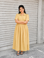 Premium Muslin - Feeding/ Maternity Maxi/Gown - Cotton lining with Center zip -Collar yellow