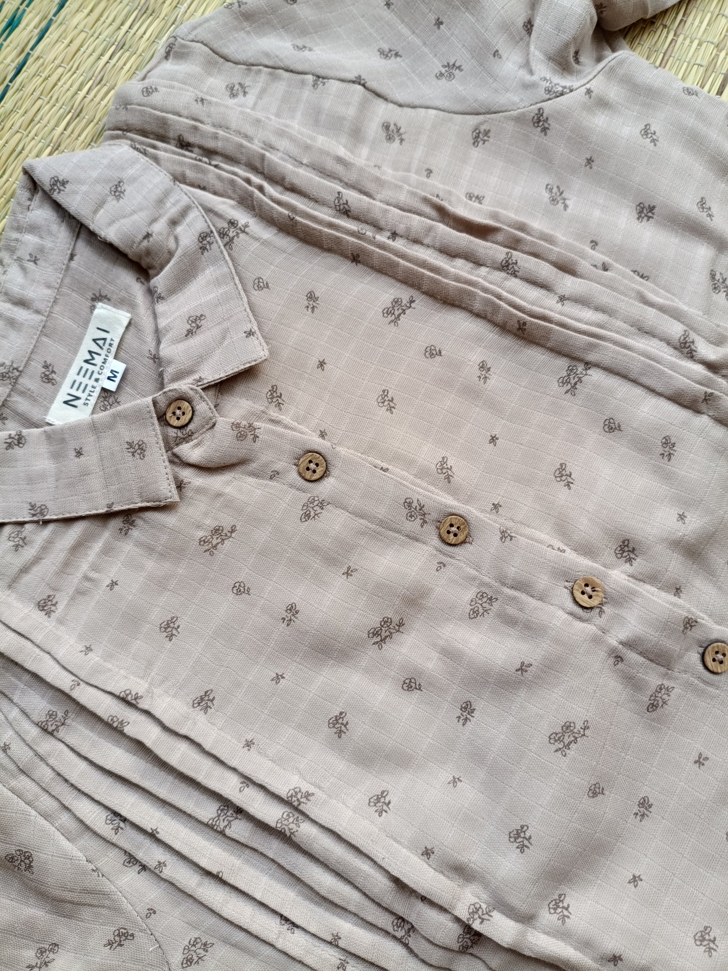 Muslin Collar A line Dress (Relaxed Fit) – Sandal |Front 4 Button Openable  Maternity & Feeding/Casual wear Dress