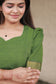 Chettinad Cotton -2 pc set -Maternity Maxi/Gown - Festival Collection -Full cotton lining- Double side zip with dupatta-Green with sandal