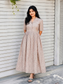 Premium Muslin - Feeding/ Maternity Maxi/Gown - Cotton lining /Center zip -Collar Sandal with red apple