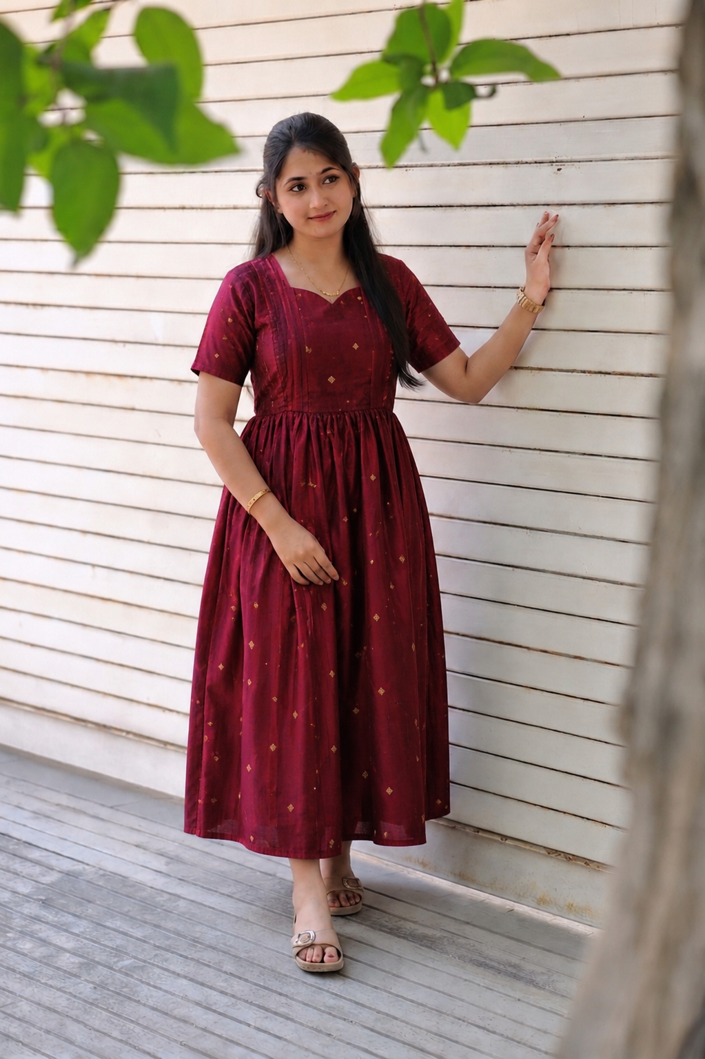 Raw silk Maternity Maxi/Gown - Festival Collection - Deep Marron