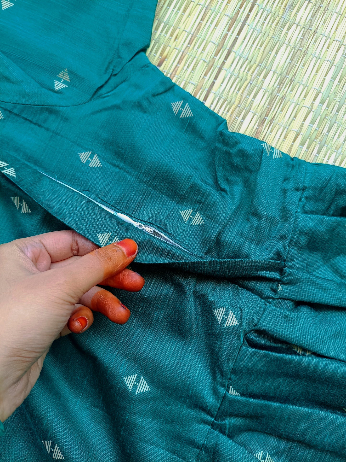 Raw silk Maternity Maxi/Gown - Festival Collection - Peacock Green