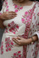 Cotton /Maternity 3 pc chudidhar set [ A line Top with double side zip, pant and dupatta] -Sandal  with pink flower ( No side open top)