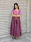 Raw silk Maternity Maxi/Gown in center zip - Festival Collection- Full cotton lining -pink with rose