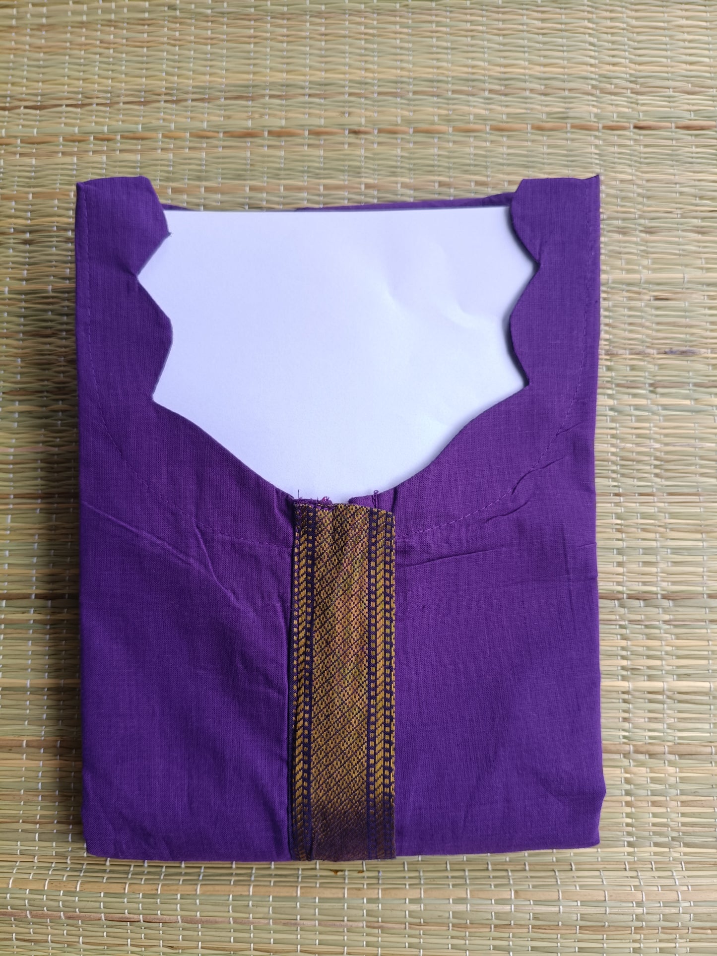 Handloom chetti nadu  cotton Maternity 3 pc chudidhar set [ Top with center zip, pant and dupatta] -  purple
