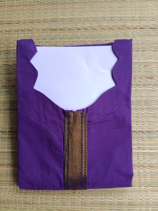 Handloom chetti nadu  cotton Maternity 3 pc chudidhar set [ Top with center zip, pant and dupatta] -  purple