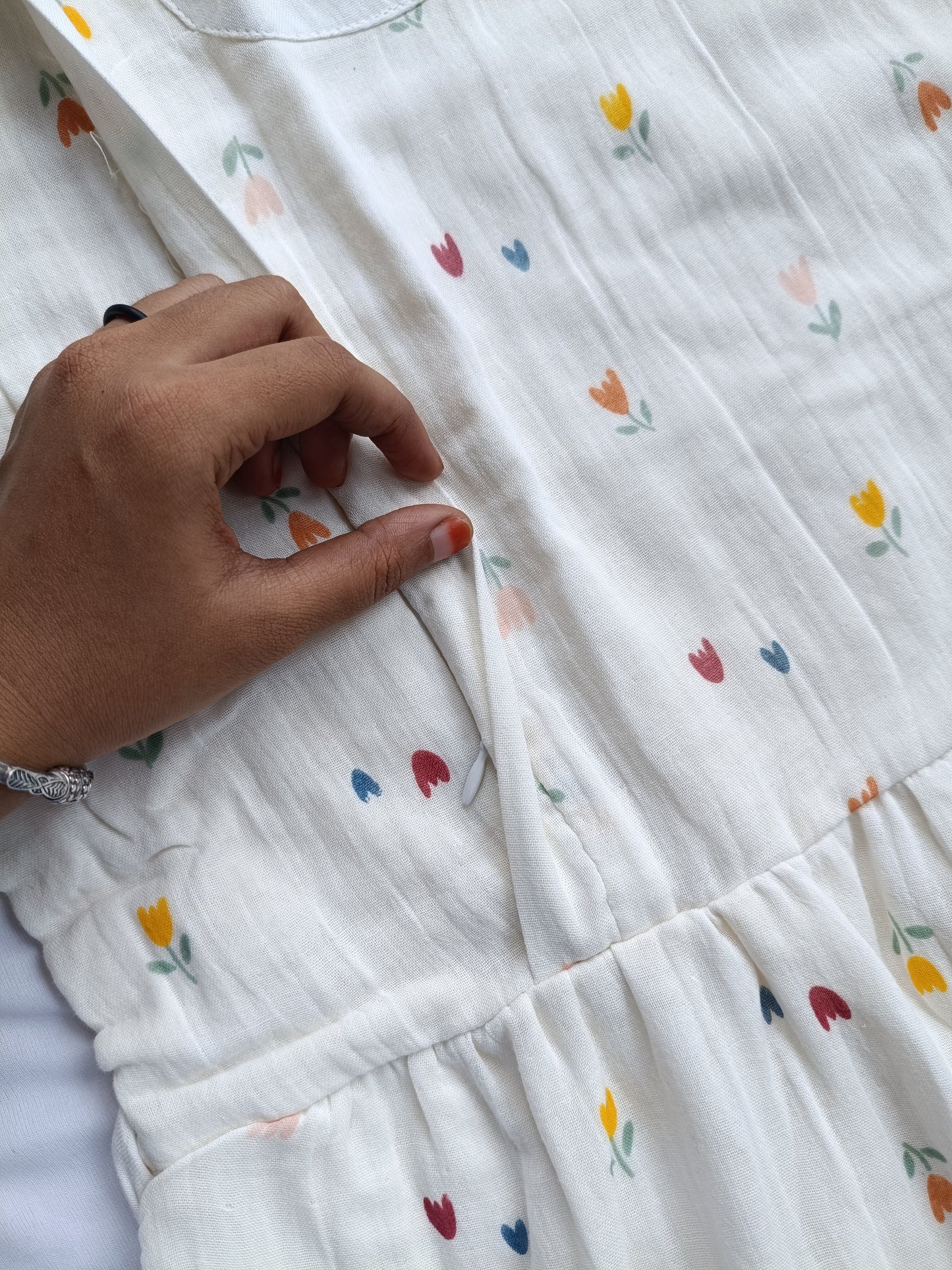 Premium Muslin- Feeding/ Maternity Maxi/Gown - Cotton lining /Double side zip - Mini Flower