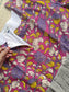 Cotton / Raw silk Maternity Maxi/Gown in center zip - Festival Collection- Full cotton lining - Silver  with violet flower