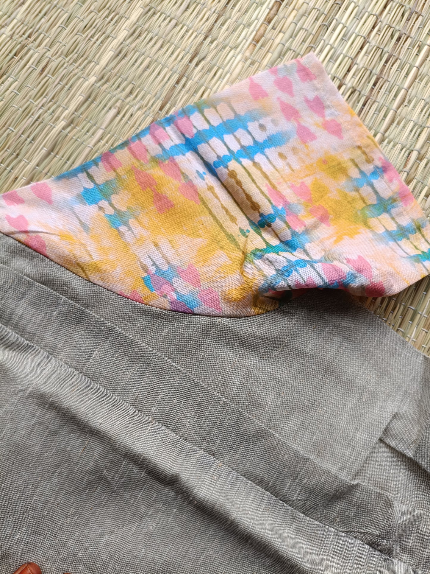 Tissue silk - Double side zip  Maternity Maxi/Gown - Festival Collection - Grey and multi color