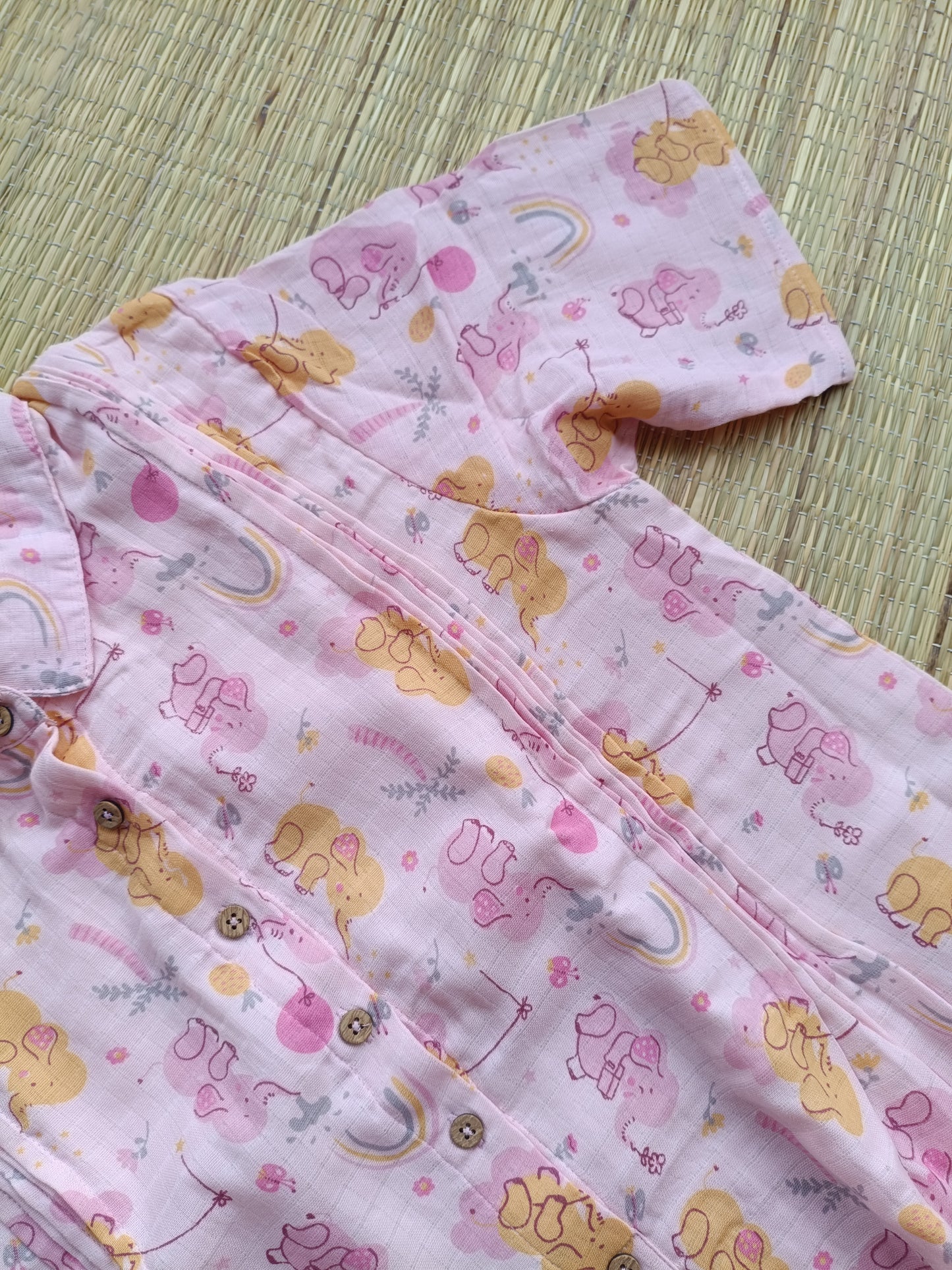 Muslin Collar A line Dress (Relaxed Fit) – Light Pink|Front 4 Button Openable  Maternity & Feeding/Casual wear Dress