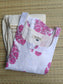 Cotton / Raw silk Maternity Maxi/Gown in center zip - Festival Collection- Full cotton lining - white with pink flower
