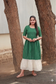 Cotton - Feeding/ Maternity Maxi/Gown - Cotton lining /Double side zip - Green line