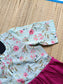 Cotton / Raw silk Maternity Maxi/Gown in center zip - Festival Collection- Full cotton lining - Pink with pink flower