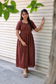 Raw silk Maternity Maxi/Gown - Festival Collection - Chettinad Marron checks