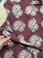 Block printed kalamkari cotton Maternity 2 pc chudidhar set [ Top with center side zip, and dupatta -  Brown mini elephant