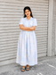 Premium Muslin - Feeding/ Maternity Maxi/Gown - Cotton lining with Center zip -Collar Star and moon white