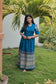 Handloom Jamdani - Maternity / Feeding - Maxi/Gown - Cotton Lining - Center Zip-Blue