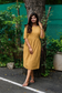 Cotton Maternity/Feeding Midi/Gown - Self light yellow ( full length cotton lining)