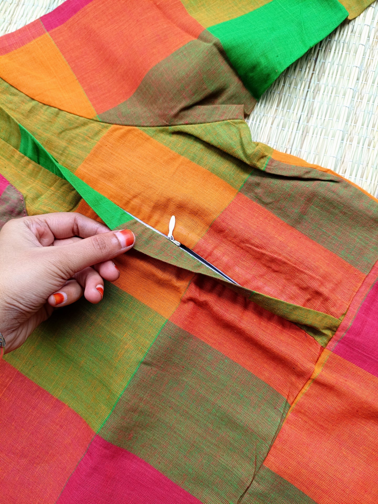 Madras check/ cotton Maternity 2 pc chudidhar set [ Top with double side zip, and Pant- multi color