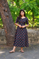 Kalamkari Cotton  A line Maternity Feeding Kurti /Center Zip(Dress length 45 inches)- Navy Mini flowers