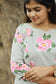 Cotton /Maternity 3 pc chudidhar set [ A line Top with double side zip, pant and dupatta] -Grey  with pink flower ( No side open top)