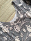 Block printed kalamkari cotton Maternity 2 pc chudidhar set [ Top with Double side zip, and dupatta - Grey Flower