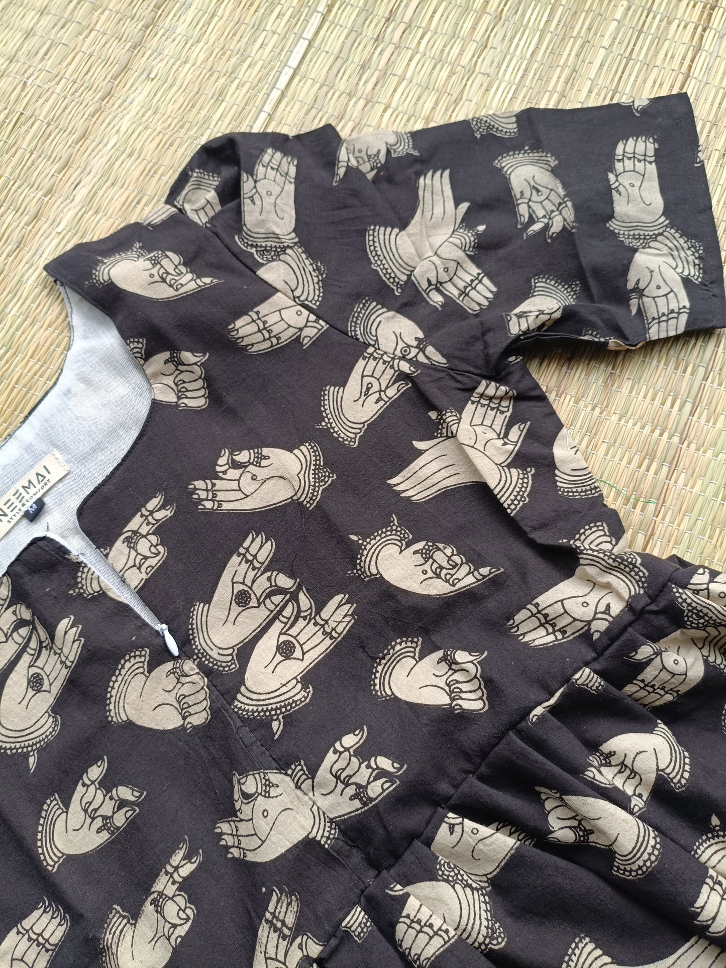Premium Cotton kalamkari - Feeding/ Maternity Maxi/Gown - Cotton lining /Center zip -Hand Mudra
