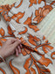 Block printed kalamkari cotton Maternity 2 pc chudidhar set [ Top with double side zip, and dupatta - Orange flower