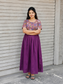 Cotton / Raw silk Maternity Maxi/Gown in center zip - Festival Collection- Full cotton lining - Violet with violet flower