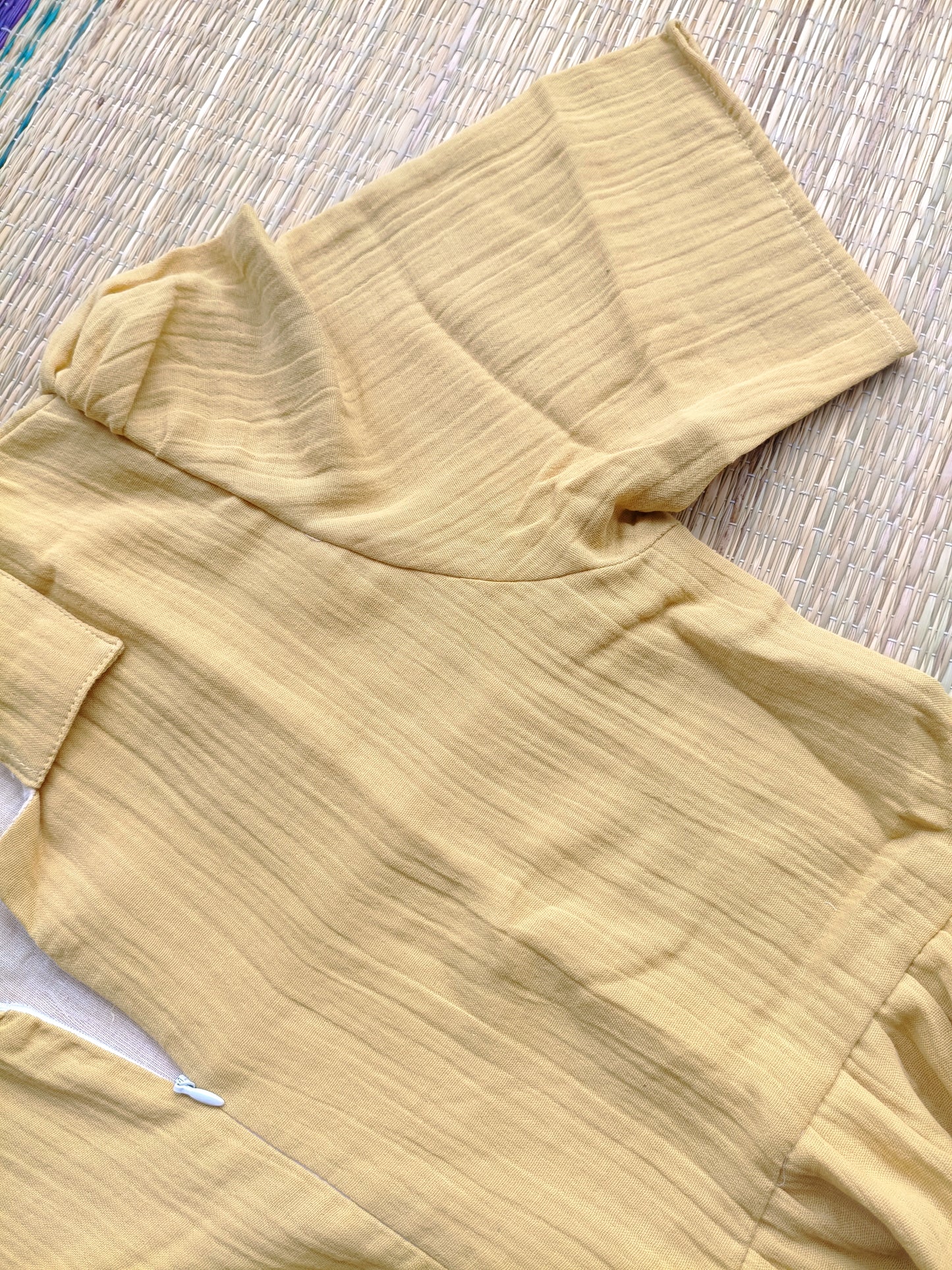 Premium Muslin - Feeding/ Maternity Maxi/Gown - Cotton lining with Center zip -Collar yellow