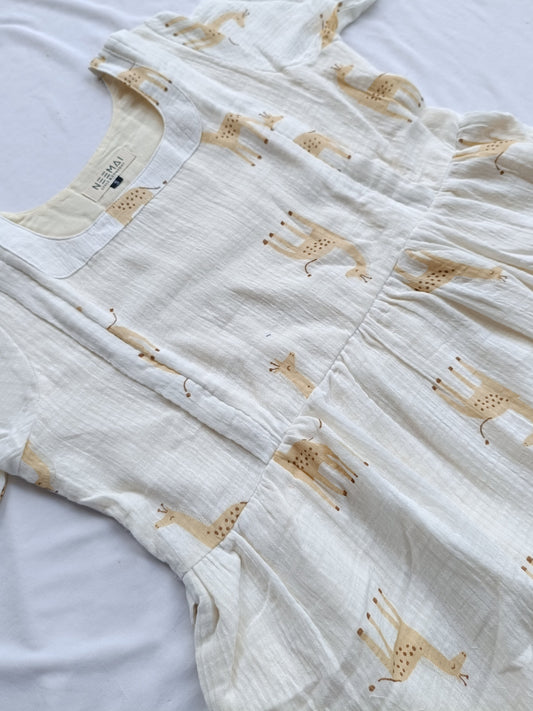 Premium Muslin- Feeding/ Maternity Maxi/Gown - Cotton lining /Double side zip - Giraffe