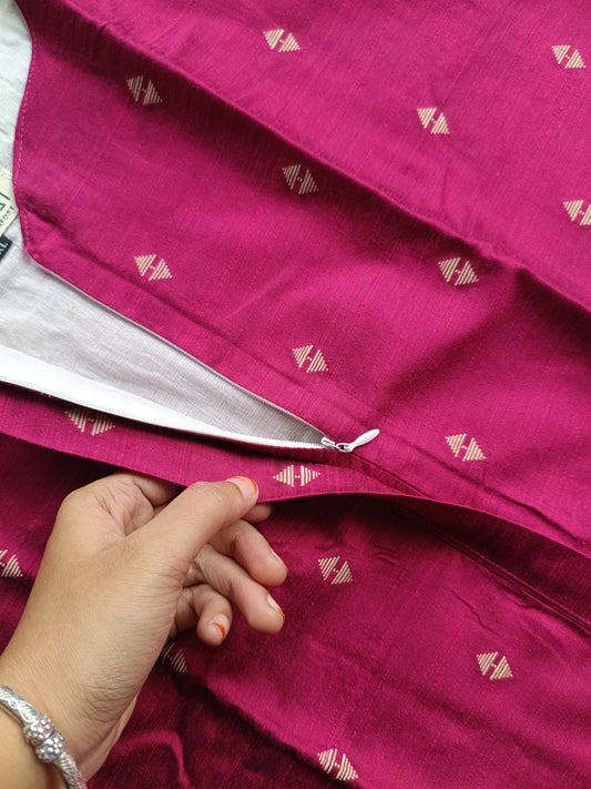 Raw Silk Center zip Cotton   Normal /Feeding kurti -  Dark pink