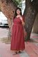 Chettinad Cotton -2 pc set -Maternity Maxi/Gown - Festival Collection -Full cotton lining- Double side zip with dupatta- Marron