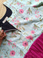 Cotton / Raw silk Maternity Maxi/Gown in center zip - Festival Collection- Full cotton lining - Pink with pink flower