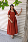 Raw silk - Double side zip  Maternity Maxi/Gown - Festival Collection -  Orange checks