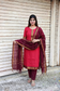 Handloom chetti nadu  cotton Maternity 3 pc chudidhar set [ Top with center zip, pant and dupatta] - Pink