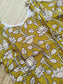 Block printed kalamkari cotton Maternity 2 pc chudidhar set [ Top with double side zip, and dupatta -Green flower