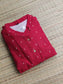 Raw silk Kurti/ Front 4 button operable( optional feeding) -used to Normal wear kurti - Red
