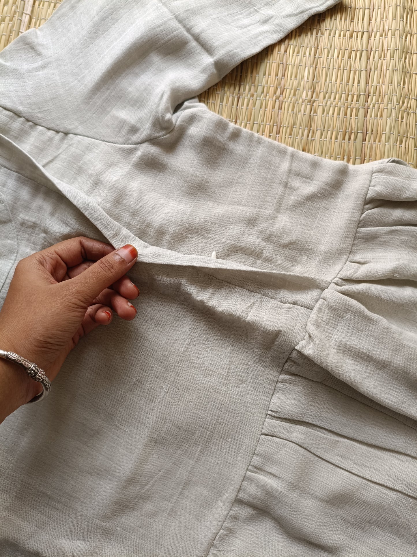 Premium  Muslin- Feeding/ Maternity Maxi/Gown - Cotton lining  / Double side zip  -Silver color