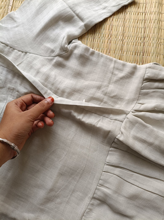 Premium  Muslin- Feeding/ Maternity Maxi/Gown - Cotton lining  / Double side zip  -Silver color