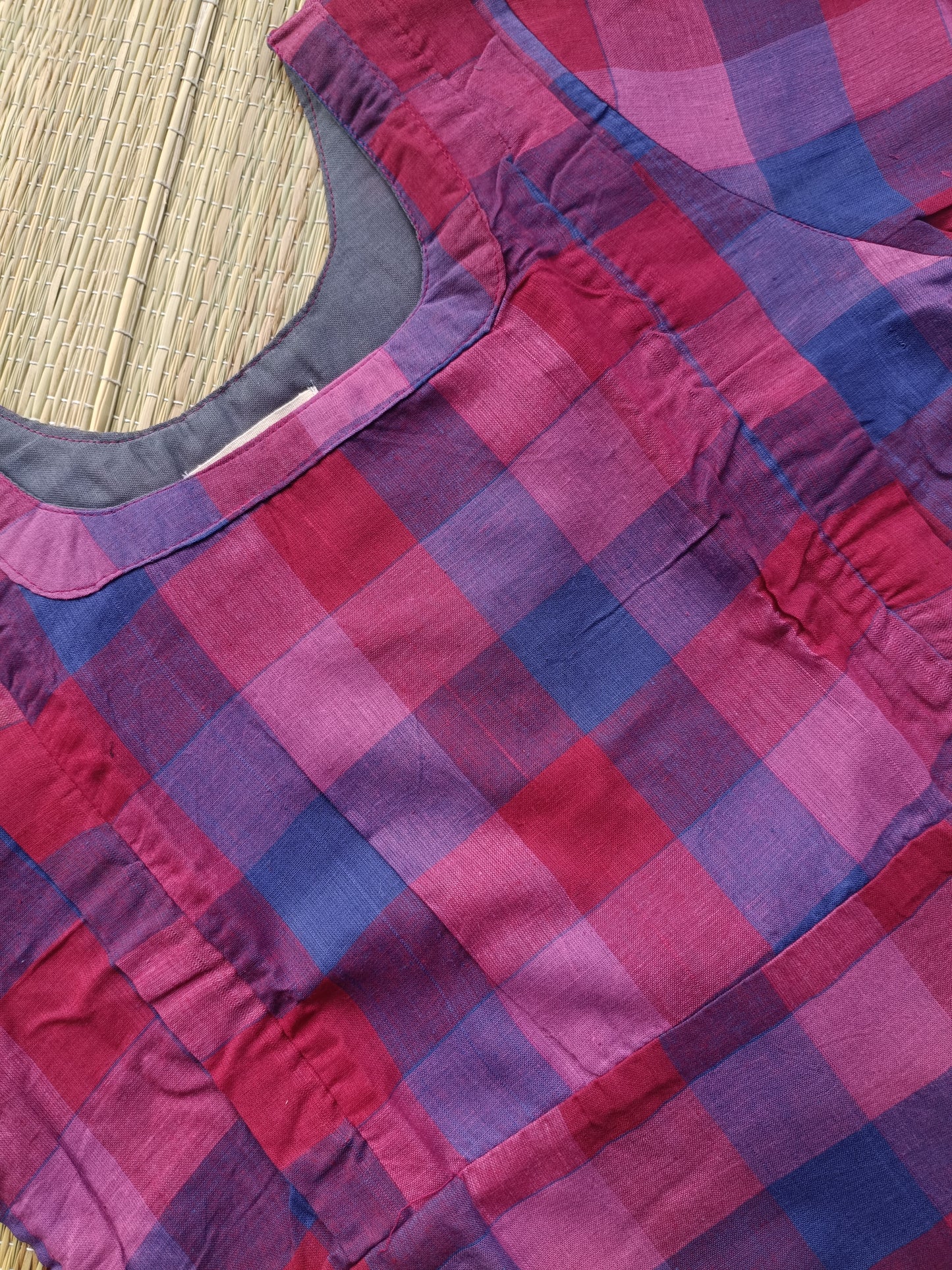 Madras check/ cotton Maternity 2 pc chudidhar set [ Top with double side zip, and Pant- pink