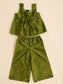 Girl baby dress / Raw silk  / 2 pc set- Parrot green - 1- 2 year